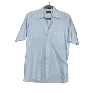 Christian Dior Monsieur 15 Mens Blue Short Sleeve Collared Button Up Shirt